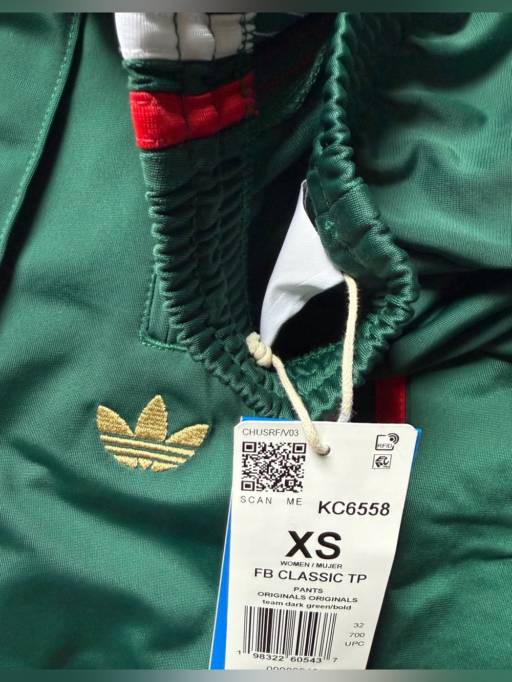 adidas Women’s Classic Firebird Track Pants Dark Green w/Italy Stripes KC6558 - Picture 10 of 12
